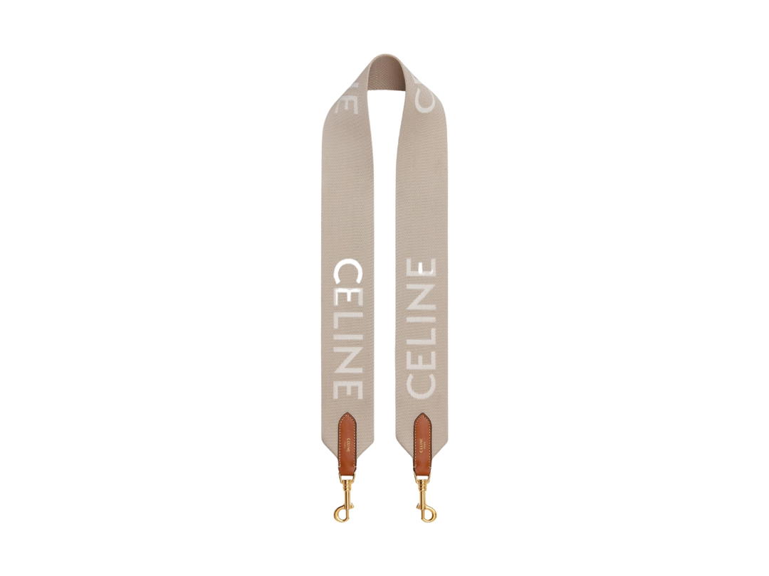 Celine Celine Long Strap In Wool With Celine Jacquard Beige White