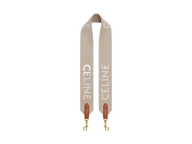 Celine Celine Long Strap In Wool With Celine Jacquard Beige White - view 1