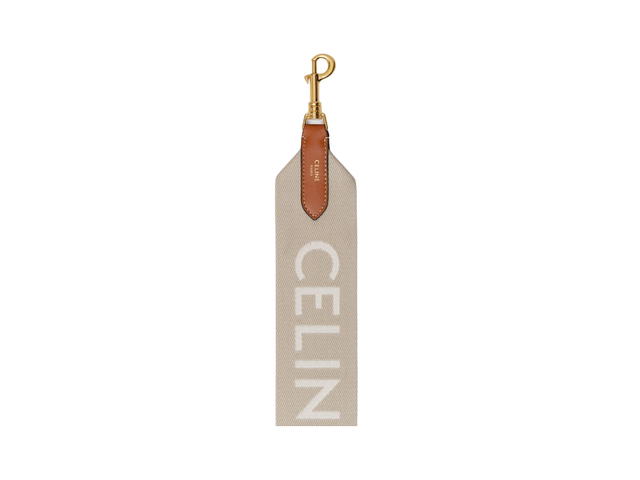 Celine Celine Long Strap In Wool With Celine Jacquard Beige White - view 2