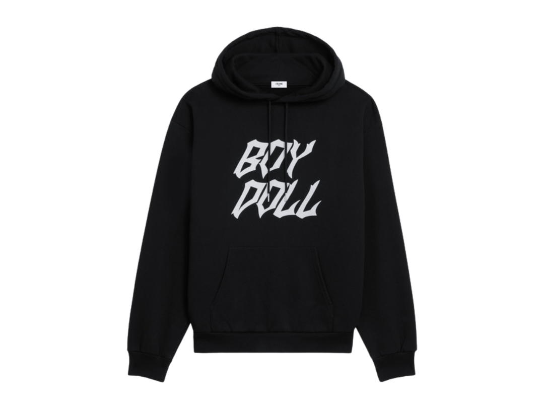 Celine Celine Loose Boy Doll Hoodie In Cotton Fleece Black White