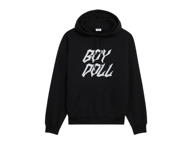 Celine Celine Loose Boy Doll Hoodie In Cotton Fleece Black White - view 1