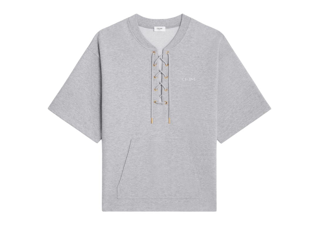 Celine Celine Loose Celine Paris Sweatshirt In Cotton And Cashmere Grey Melange Off White