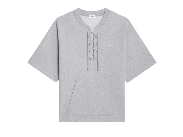 Celine Celine Loose Celine Paris Sweatshirt In Cotton And Cashmere Grey Melange Off White - view 1