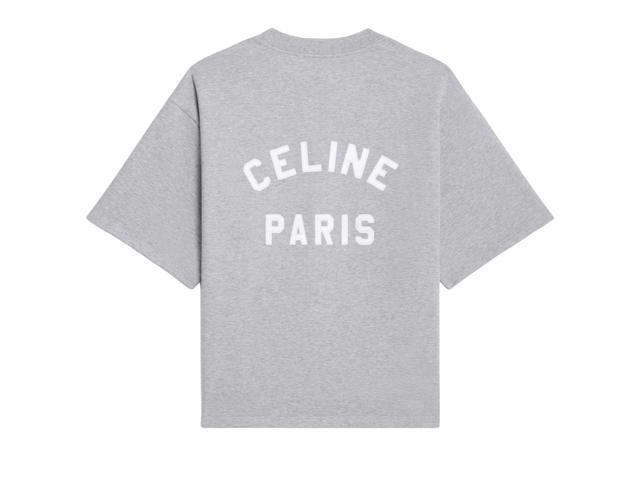 Celine Celine Loose Celine Paris Sweatshirt In Cotton And Cashmere Grey Melange Off White - view 2