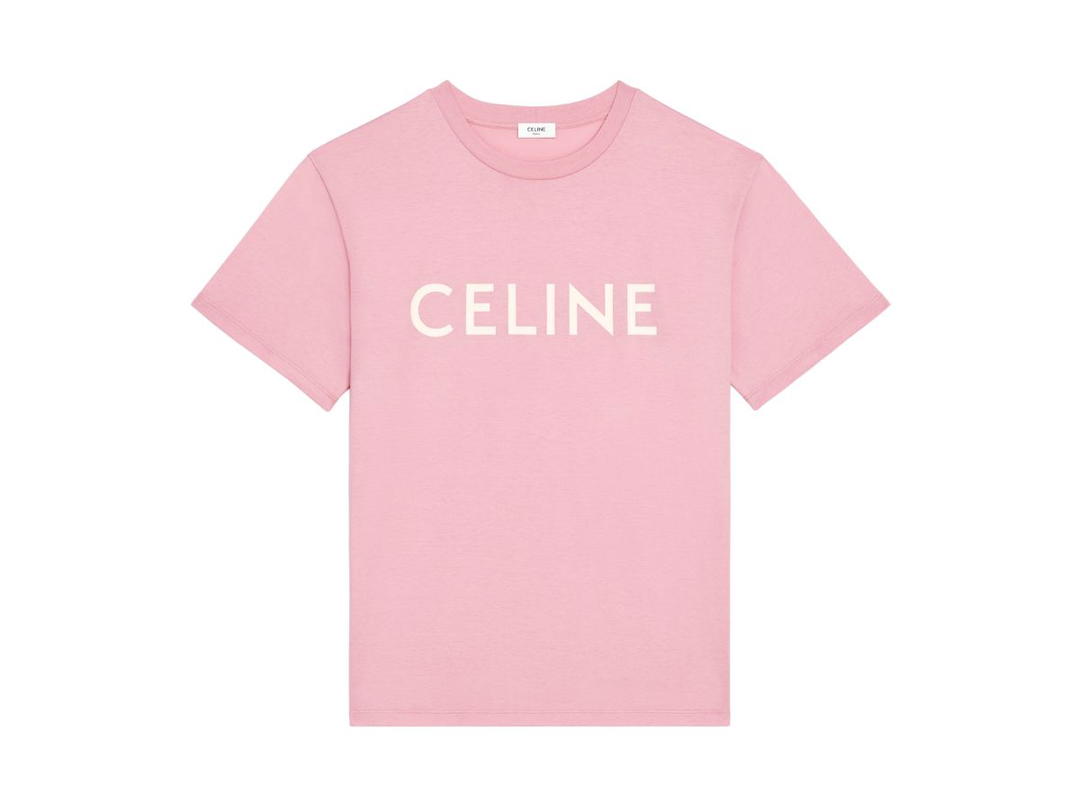 Celine Celine Loose Celine T-Shirt In Cotton Jersey Blossom Pink-Off White