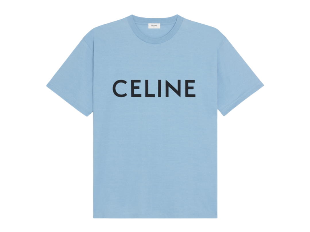 Celine Celine Loose Celine T-Shirt In Cotton Jersey Washed Blue Black