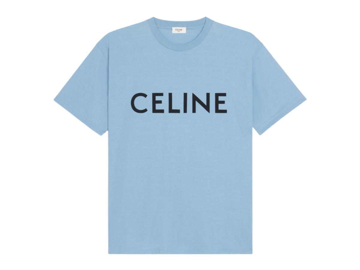 Celine Celine Loose Celine T-Shirt In Cotton Jersey Washed Blue Black