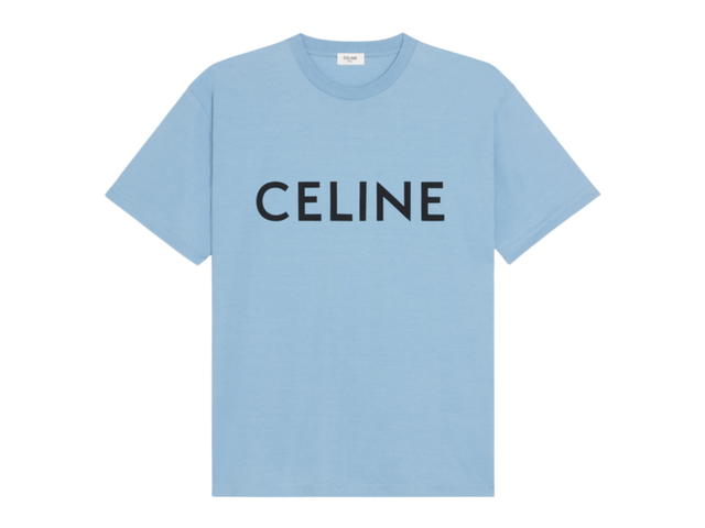 Celine Celine Loose Celine T-Shirt In Cotton Jersey Washed Blue Black - view 1