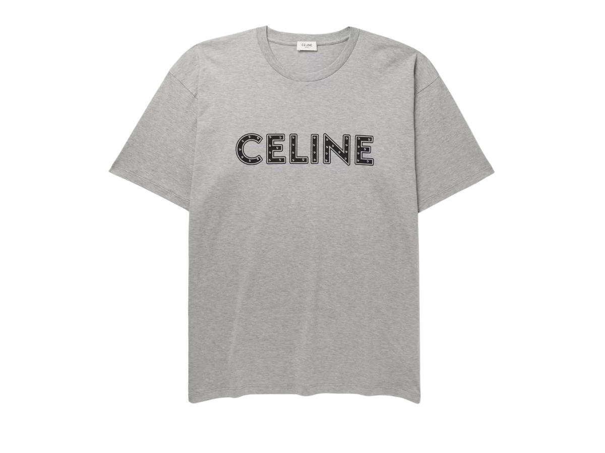 Celine Celine Loose Celine T-shirt In Cotton Jersey With Logo Print Melange Gray