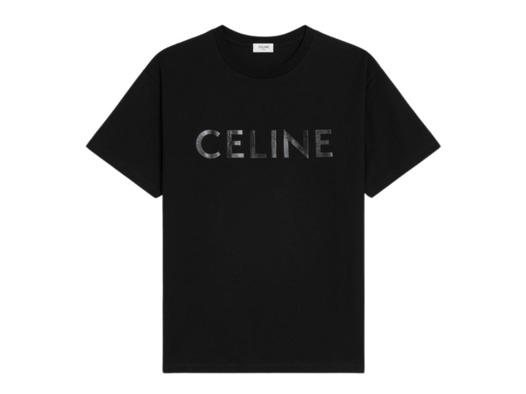Celine Celine Loose Celine Vinyl T-Shirt In Cotton Jersey Black