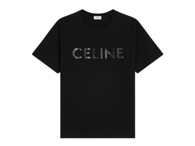 Celine Celine Loose Celine Vinyl T-Shirt In Cotton Jersey Black - view 1