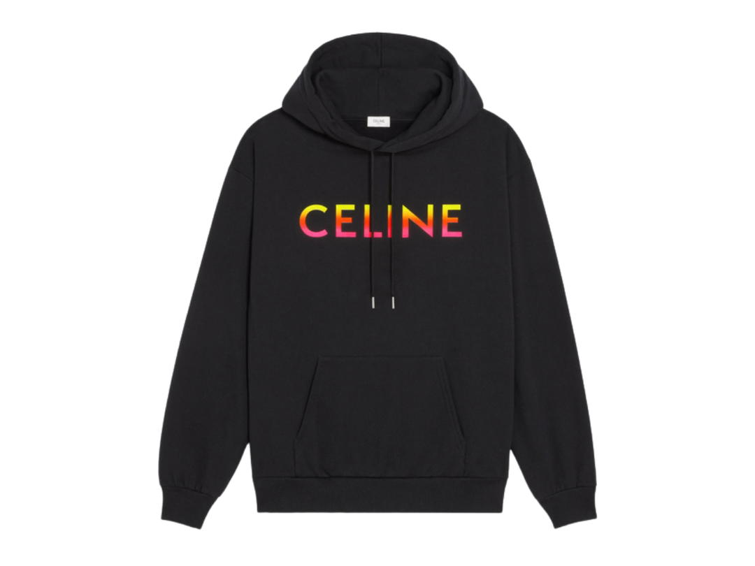 Celine Celine Loose Fit Hoodie In Cotton Fleece With Gradient Celine Print Black