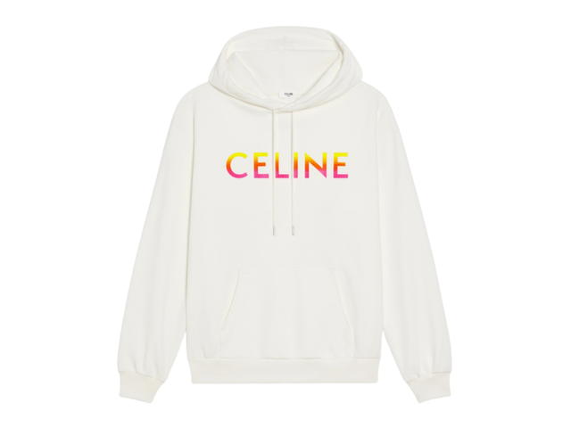 Celine Celine Loose Fit Hoodie In Cotton Fleece With Gradient Celine Print Off White - view 1