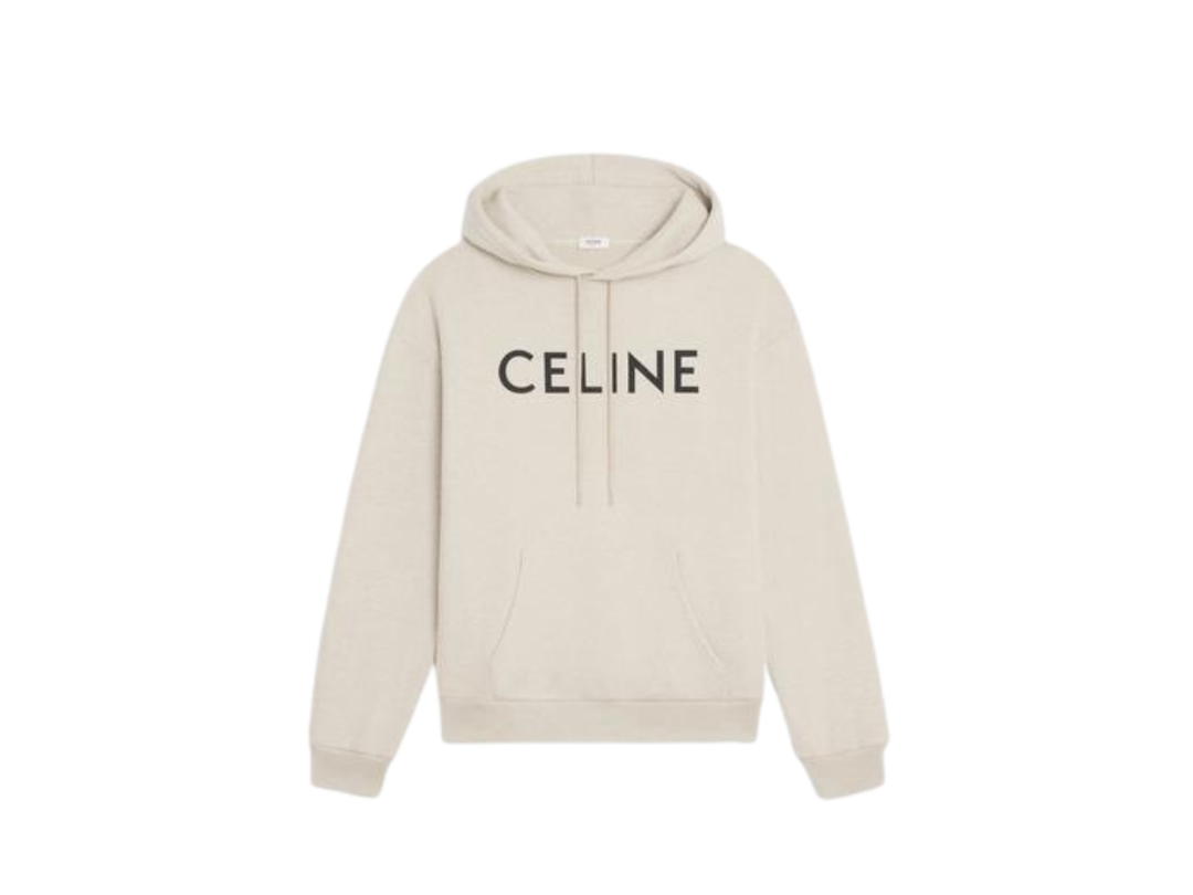 Celine Celine Loose Hoodie In Cotton Fleece Cream/Black