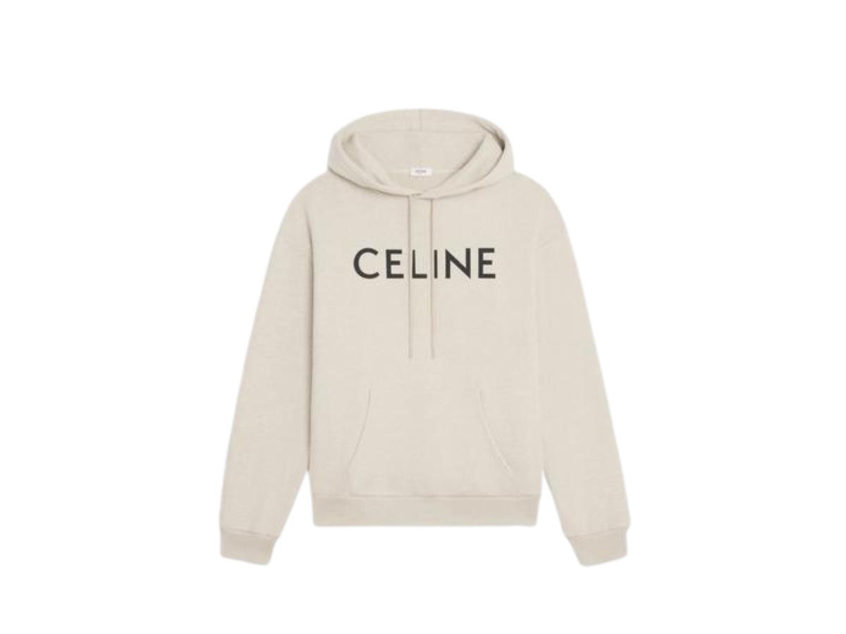 Celine Celine Loose Hoodie In Cotton Fleece Cream/Black