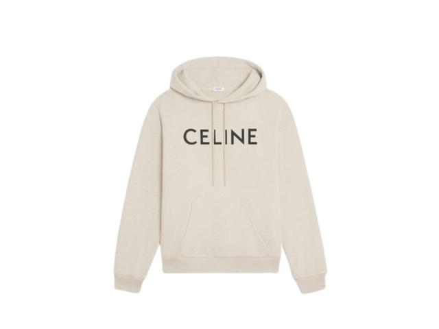 Celine Celine Loose Hoodie In Cotton Fleece Cream/Black - view 1