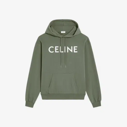 Buy Celine Loose Hoodie in Cotton Fleece Khaki Off White at Sasom – Authentic and Ready to Ship