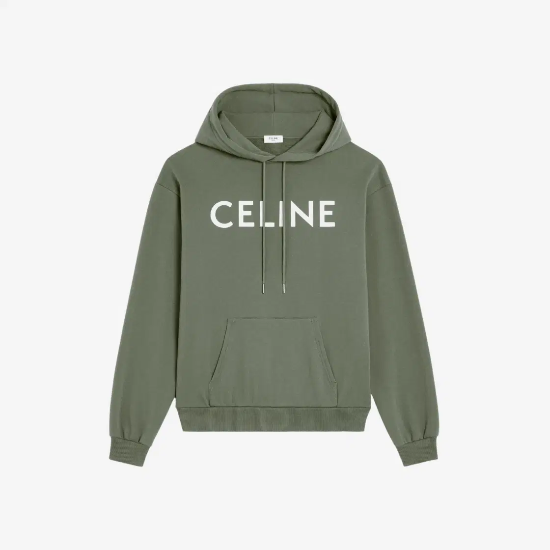 Celine Celine Loose Hoodie in Cotton Fleece Khaki Off White