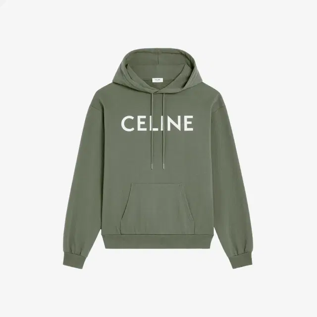 Celine Celine Loose Hoodie in Cotton Fleece Khaki Off White - view 2