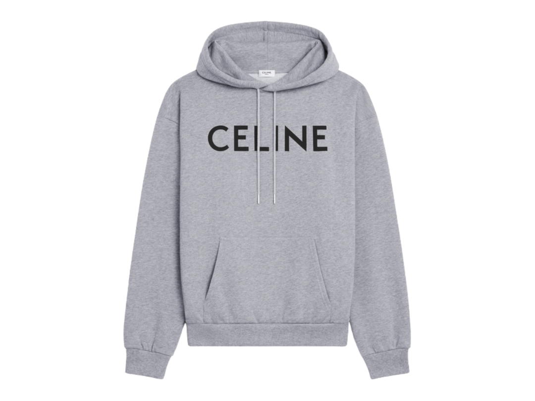 Celine Celine Loose Hoodie With Celine Print In Cotton Fleece Grey Black