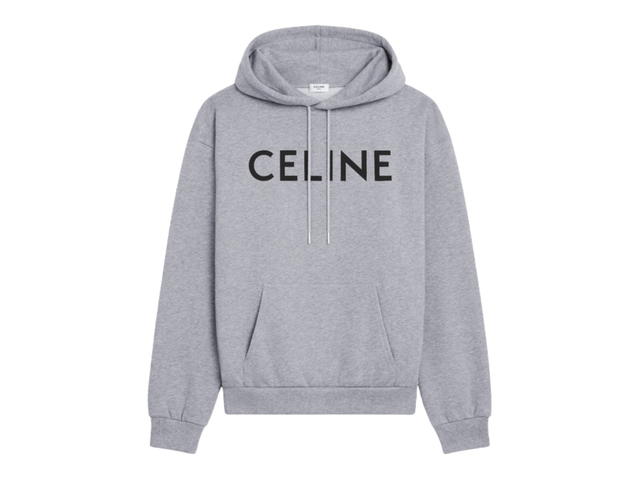 Celine Celine Loose Hoodie With Celine Print In Cotton Fleece Grey Black - view 1