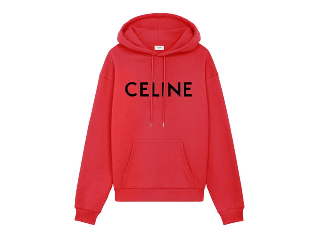 Celine Celine Loose Hoodie With Celine Print In Cotton Fleece Rouge Intense Black - view 1