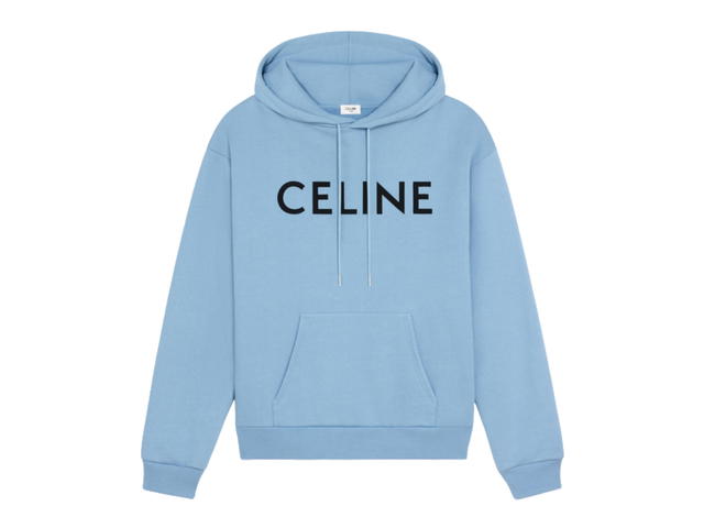 Celine Celine Loose Hoodie With Celine Print In Cotton Fleece Washed Blue Black - view 1