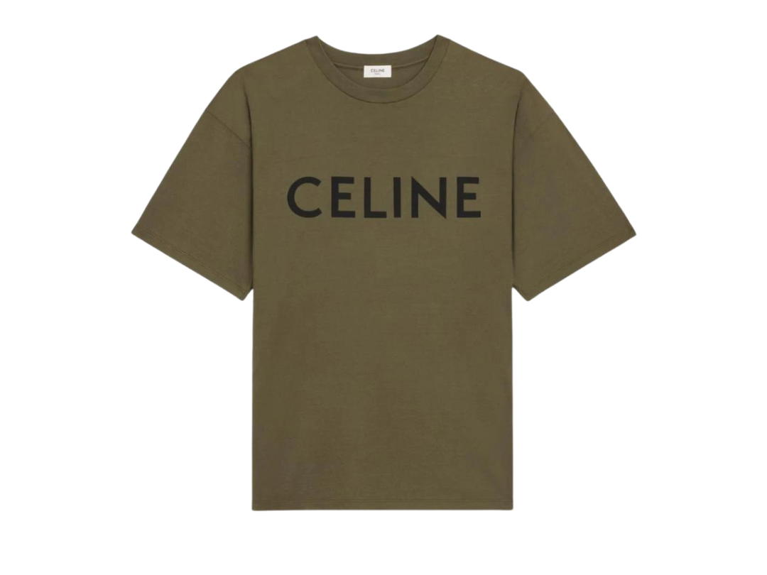 Celine Celine Loose T-Shirt In Cotton Jersey Dark Khaki Black