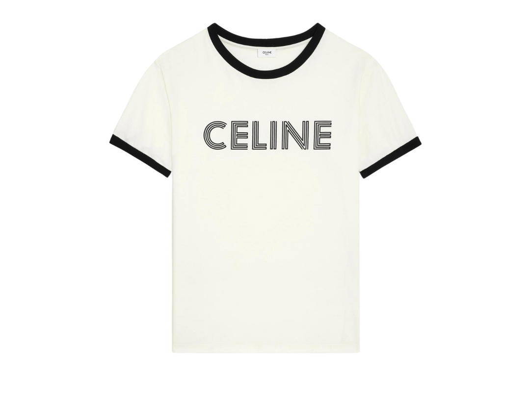 Celine Celine Loose T-Shirt In Cotton Jersey Dirty White Black