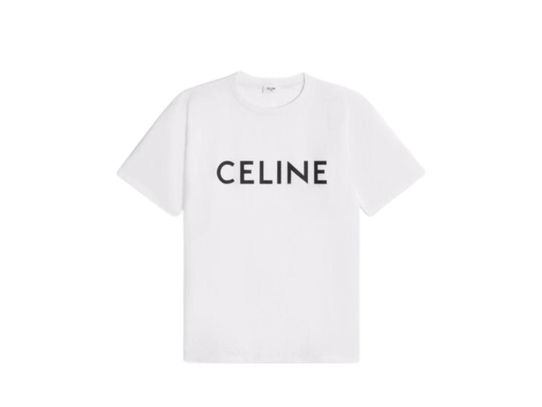 Celine Celine Loose T-Shirt In Cotton Jersey Ecru Black