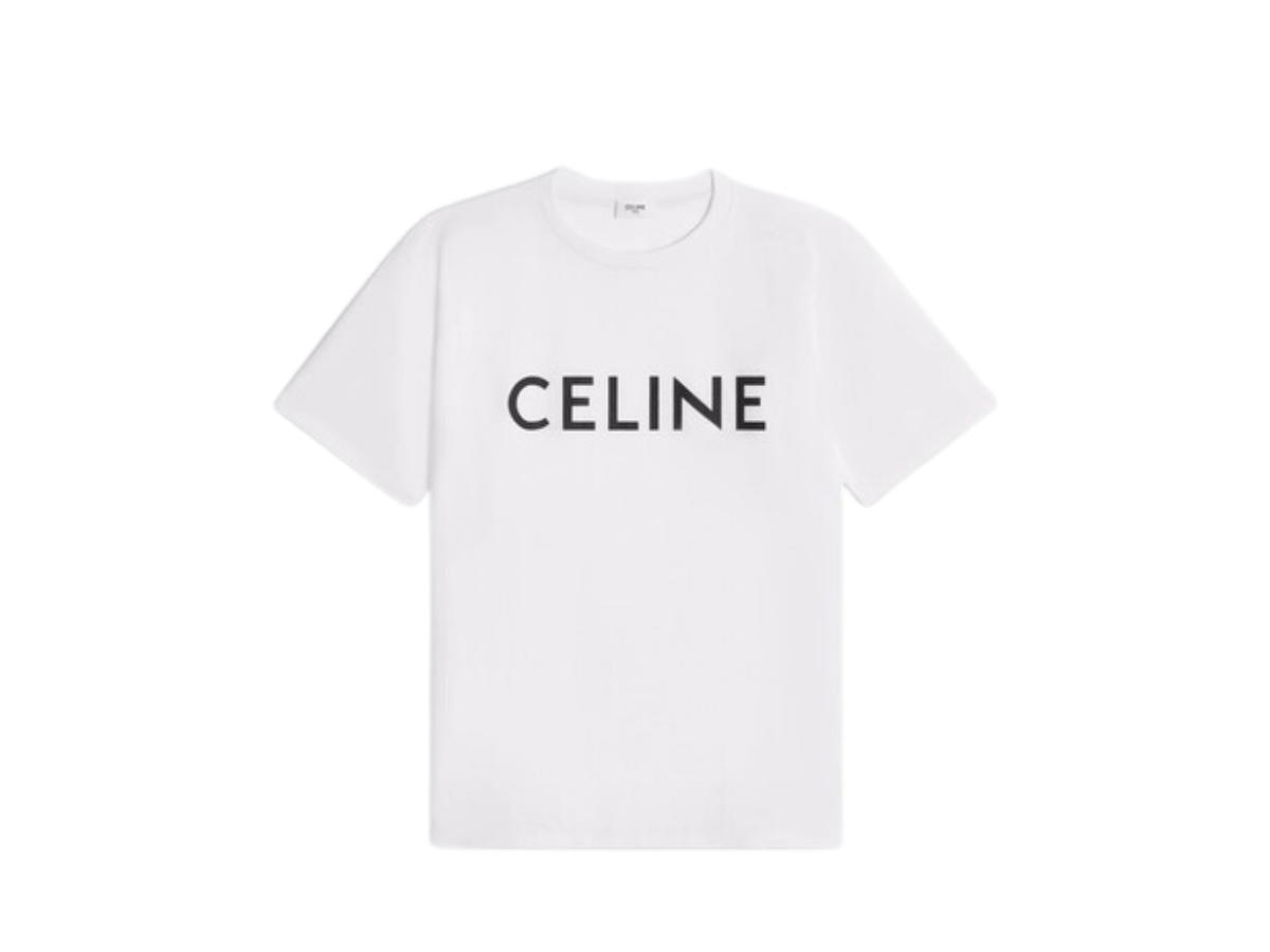Celine Celine Loose T-Shirt In Cotton Jersey Ecru Black