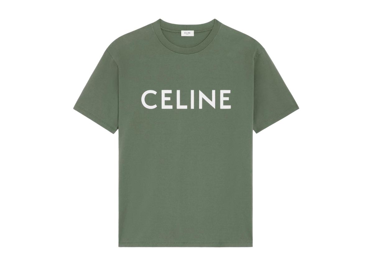 Celine Celine Loose T-Shirt In Cotton Jersey Kaki Off White