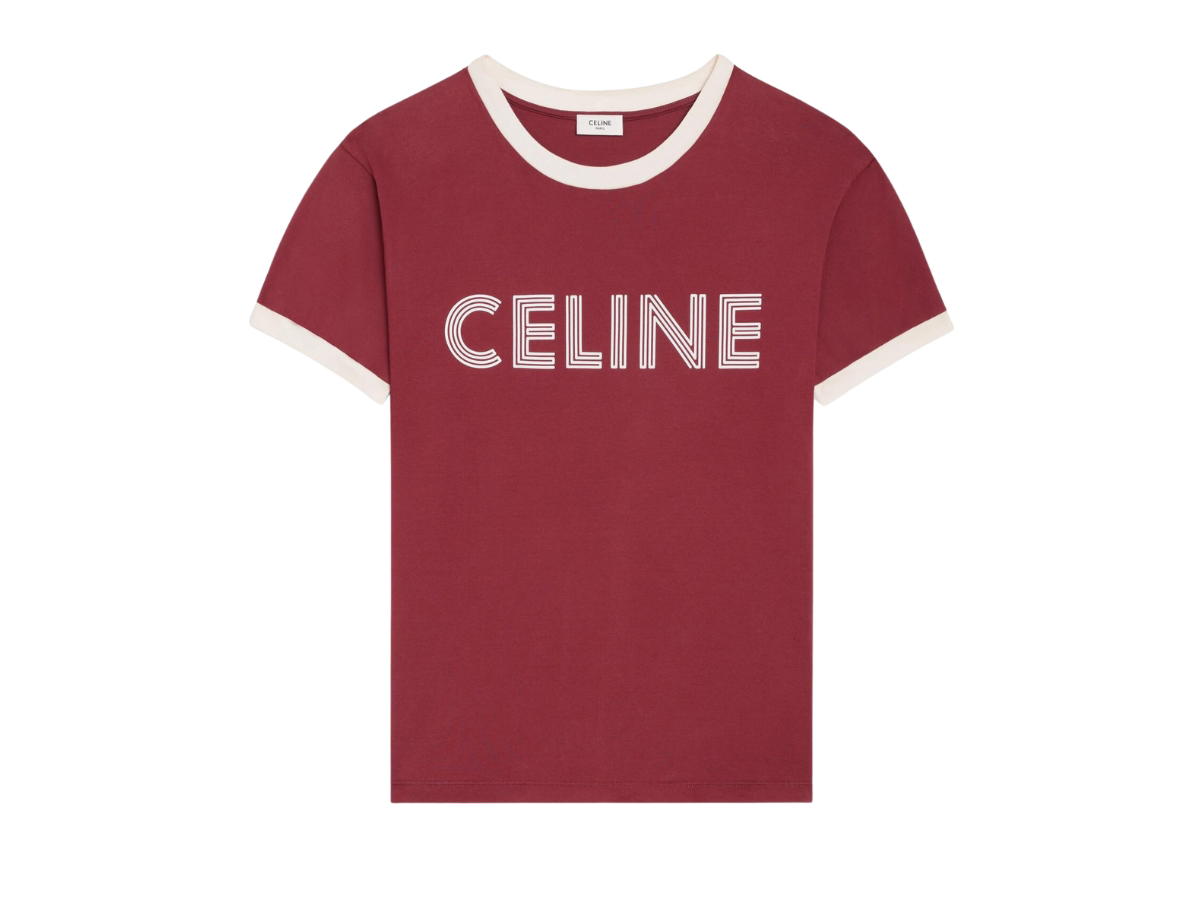 Celine Celine Loose T-Shirt In Cotton Jersey Red Grape Off White