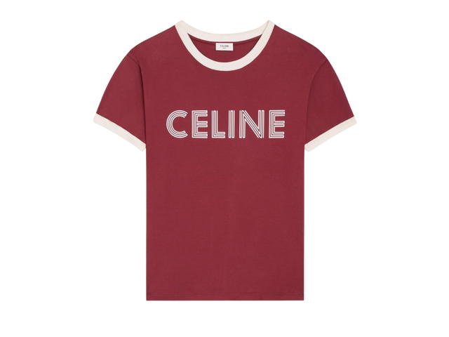 Celine Celine Loose T-Shirt In Cotton Jersey Red Grape Off White - view 1