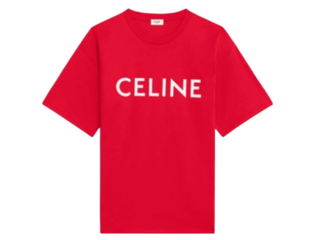 Celine CELINE LOOSE T-SHIRT IN COTTON RED / WHITE