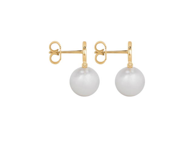 Celine Celine Maillon Triomphe Pearl Earrings In Brass with Gold Finish and Glass Pearl Gold-Ivory - view 2