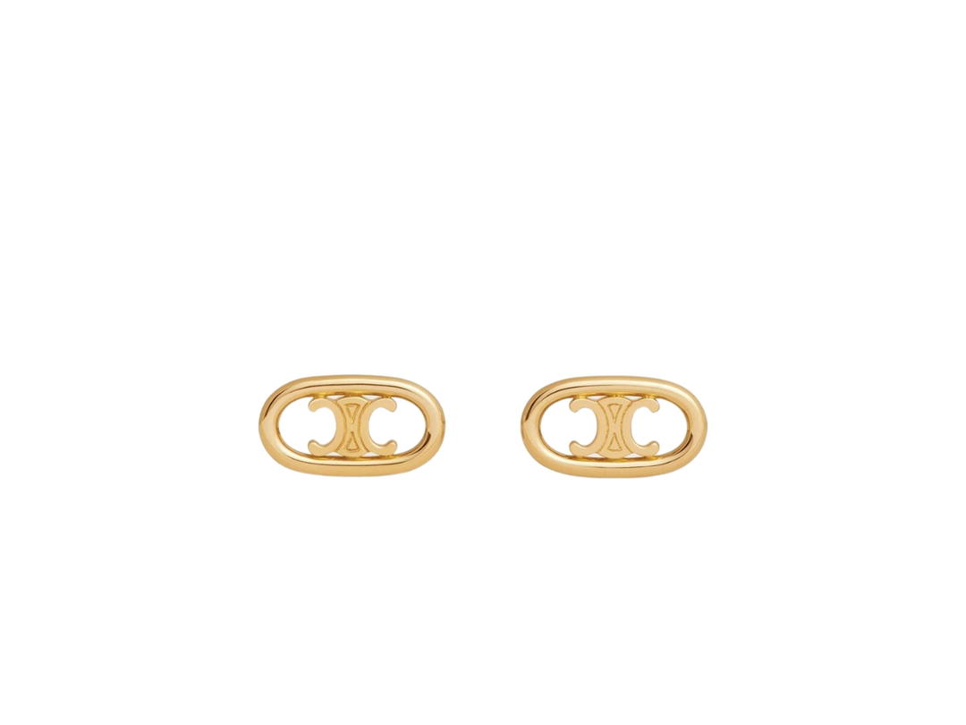 Celine Celine Maillon Triomphe Studs In Yellow Gold