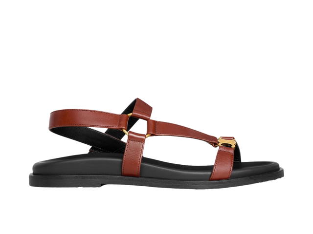 Celine Celine Maud Sandal With Triomphe In Calfskin Rust - view 1