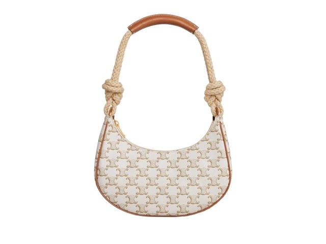 Celine Celine Medium Ava Rope In Triomphe Canvas And Calfskin With Gold Finishing White - view 1