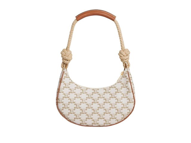 Celine Celine Medium Ava Rope In Triomphe Canvas And Calfskin With Gold Finishing White - view 2