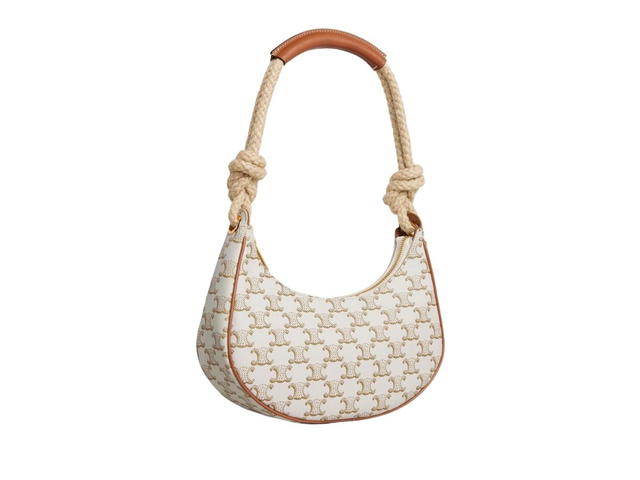 Celine Celine Medium Ava Rope In Triomphe Canvas And Calfskin With Gold Finishing White - view 3