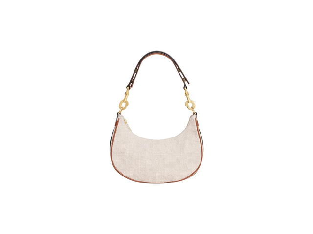 Celine Celine Medium Ava Strap Bag In Textile With Triomphe Crochet Embroidery Natural Tan - view 1