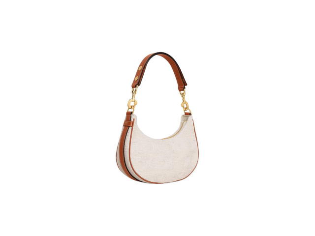 Celine Celine Medium Ava Strap Bag In Textile With Triomphe Crochet Embroidery Natural Tan - view 2