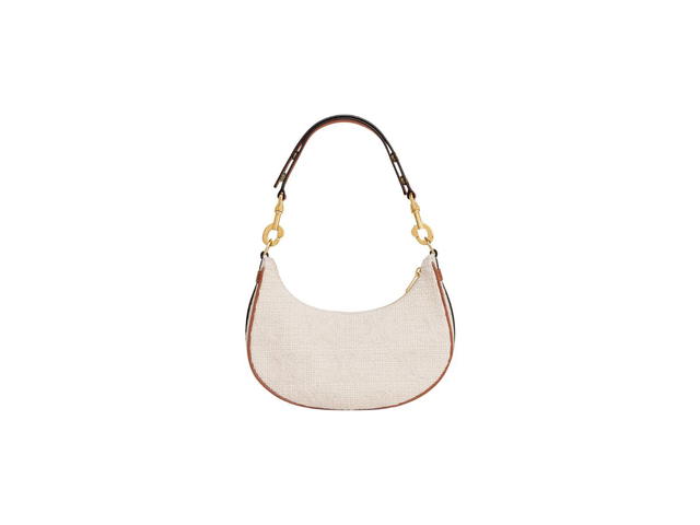 Celine Celine Medium Ava Strap Bag In Textile With Triomphe Crochet Embroidery Natural Tan - view 3