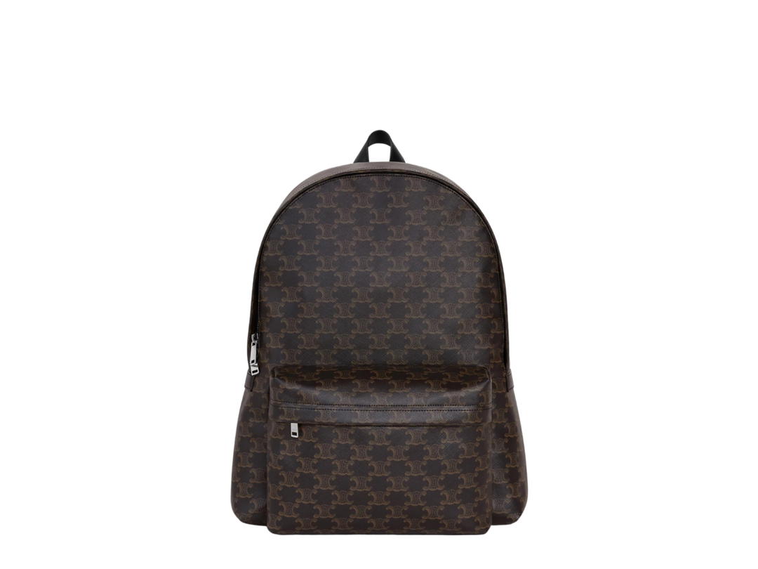 Celine Celine Medium Backpack In Triomphe Canvas And Calfskin With Silver Finishing Black
