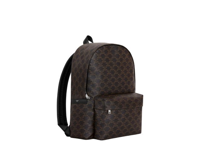 Celine Celine Medium Backpack In Triomphe Canvas And Calfskin With Silver Finishing Black - view 3