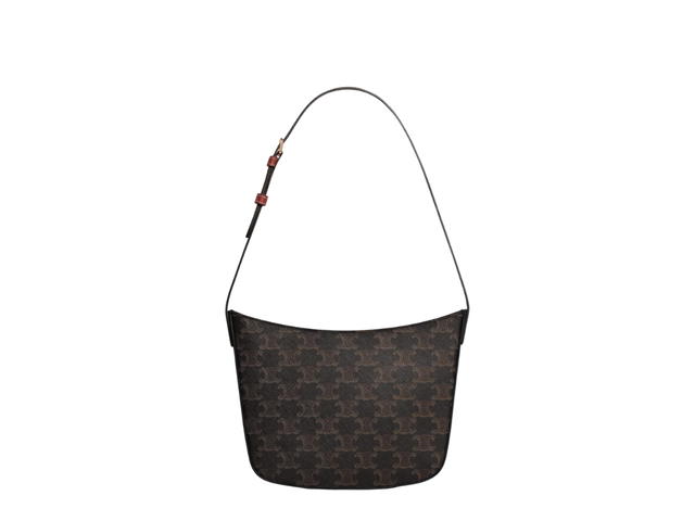 Celine Celine Medium Celine Croque Bag In Triomphe Canvas And Calfskin With Zipped Closure Tan - view 1
