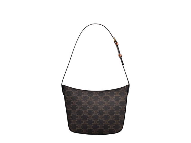 Celine Celine Medium Celine Croque Bag In Triomphe Canvas And Calfskin With Zipped Closure Tan - view 2