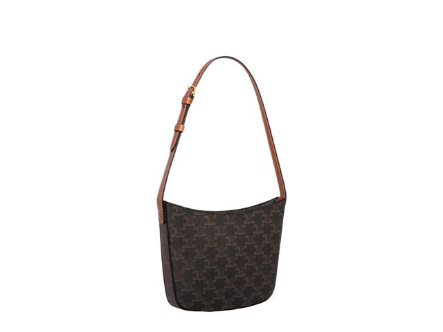 Celine Celine Medium Celine Croque Bag In Triomphe Canvas And Calfskin With Zipped Closure Tan - view 3