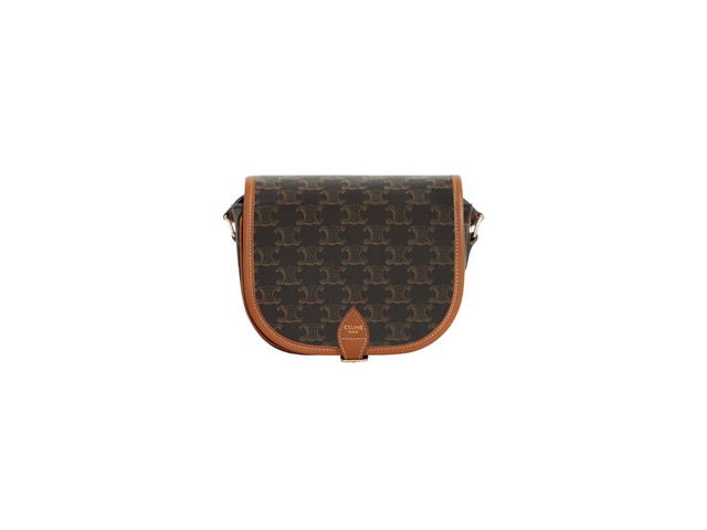 Celine Celine Medium Folco Bag In Triomphe Canvas And Calfskin With Gold Finishing Tan - view 1